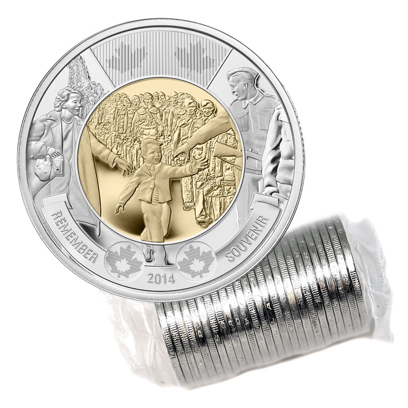 $10 Face Value Toonies 2014 Canada Wait For Me Daddy Two Dollar $2-5 Pack 
