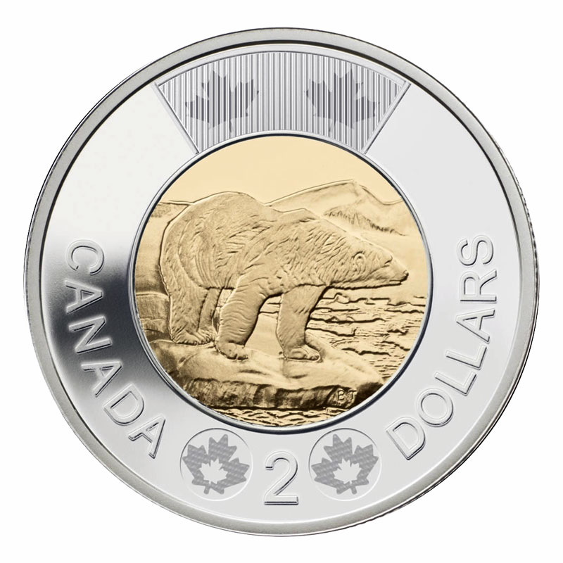 BU Brilliant Uncirculated UNC Canada 2014 Toonie $2 dollar coin from mint roll