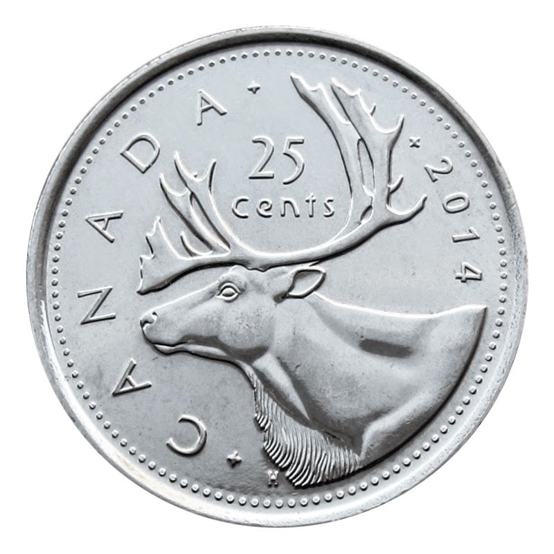 14 Canadian 25 Cent Caribou Quarter Coin Brilliant Uncirculated