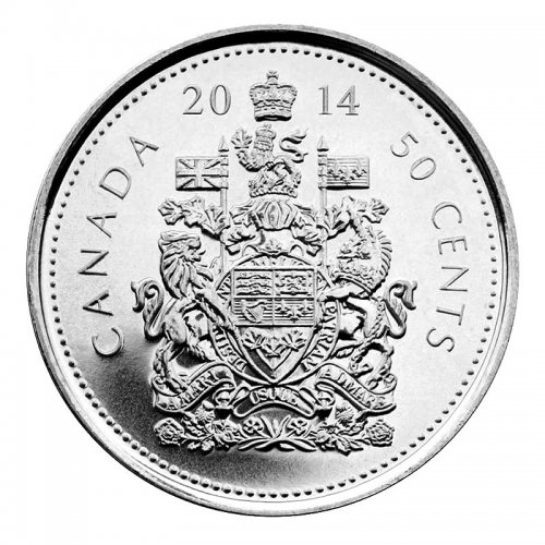 BU Condition  from Mint Roll. 2015 Canada 50 Cent Circulation Coin 