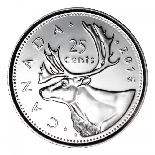 Condition BU 2015 Canadian 25 Cent 50 YEARS in Brilliant Uncirculated 