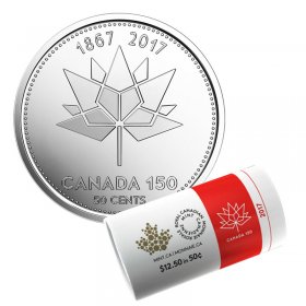 Brilliant Uncirculated 2017 Canada Plain & 150th 50 Cents From Mint's Rolls 