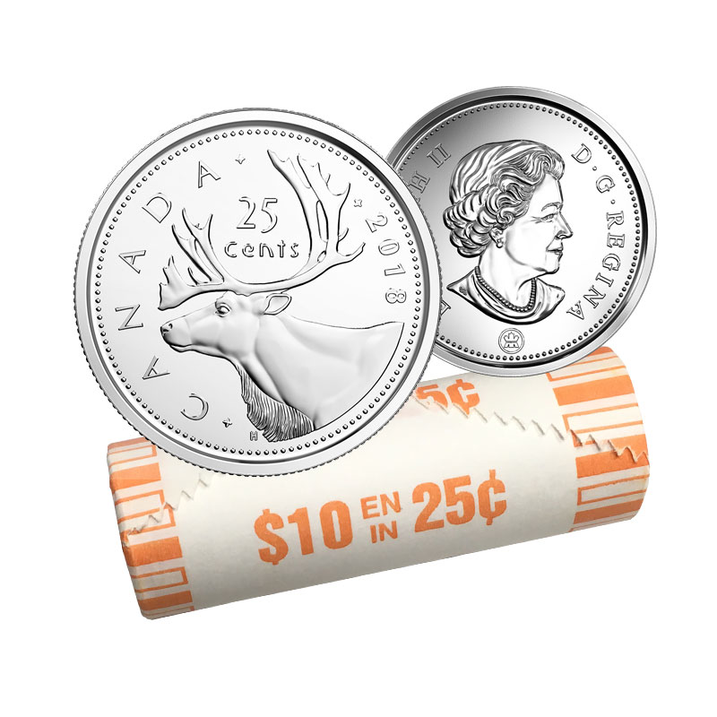 25 cent    UNC coin from roll 2-coins 2018 Canada 