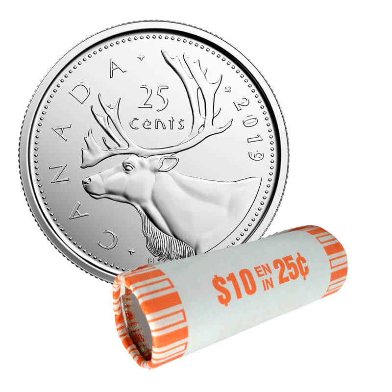 CANADA 2019 New 25 cents ORIGINAL CARIBOU Circulation coin UNC From mint roll 