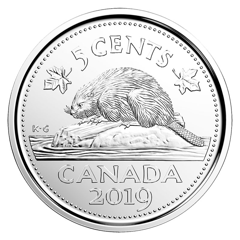 UNC From mint roll CANADA 2019 New 5 cents ORIGINAL BEAVER Circulation coin 