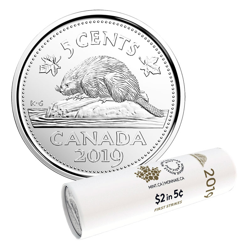 UNC From mint roll CANADA 2019 New 5 cents ORIGINAL BEAVER Circulation coin 