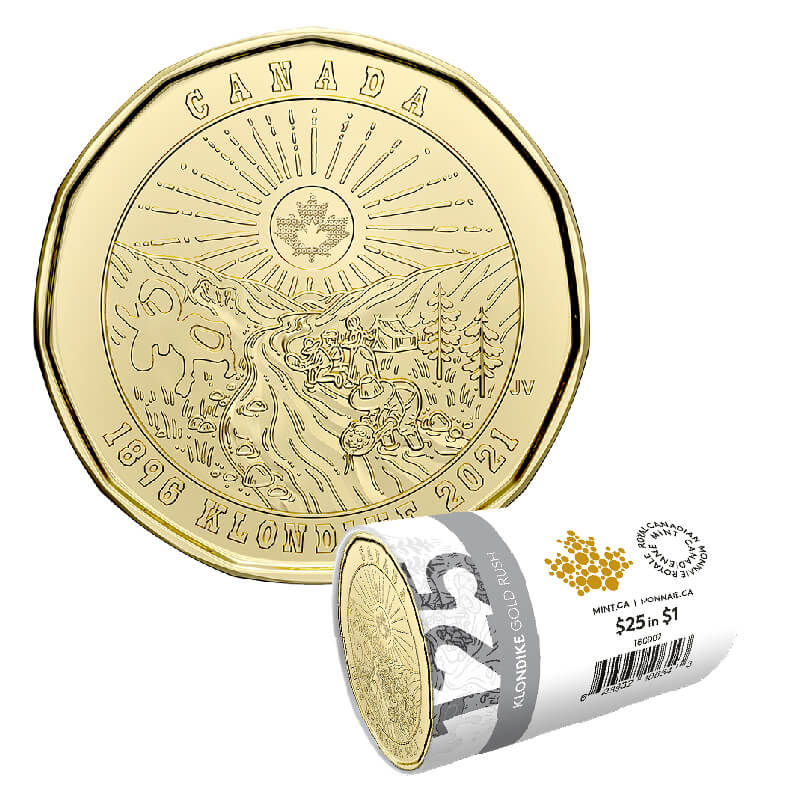 2021 Canada Klondike Gold Rush Loonie Coin Colored  BU