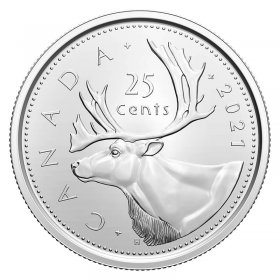 2015 Logo Canadian Brilliant Uncirculated Caribou Twenty Five Cent coin! 