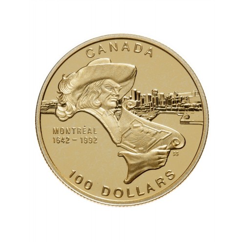 1992 (1642-) Canadian $100 City of Montreal 350th Anniv Proof 14-karat ...