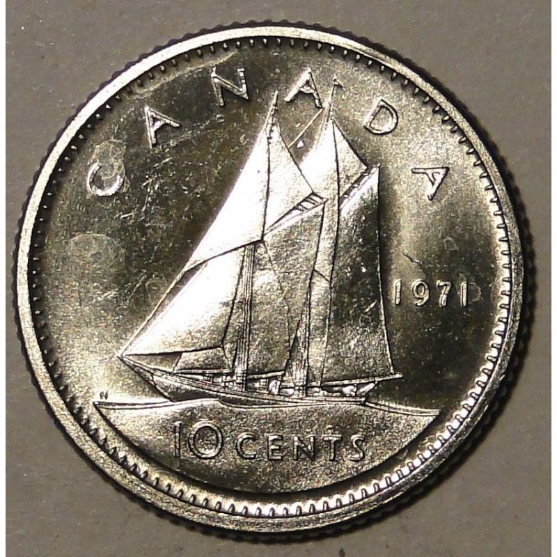 Canada 1971 Canadian Proof-Like Ten Cent Bluenose Schooner Dime Coin 