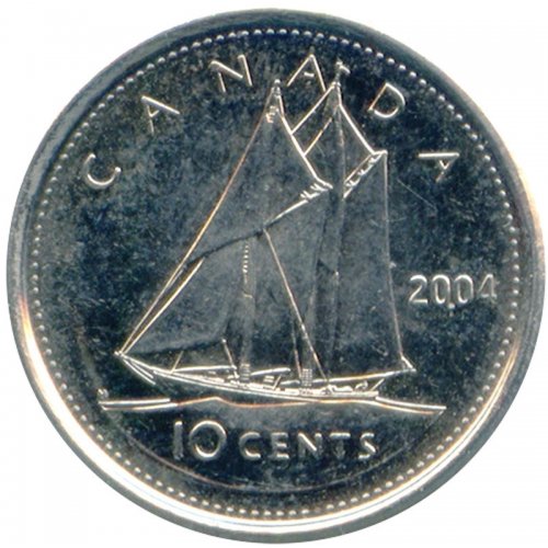 2004 P Canada Mint Roll Dimes Ten Cent Coins. 