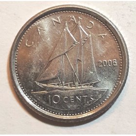 Coins! Details about   2006-P & Logo Canadian Brilliant Uncirculated QEII & Schooner 10 Cent 2 