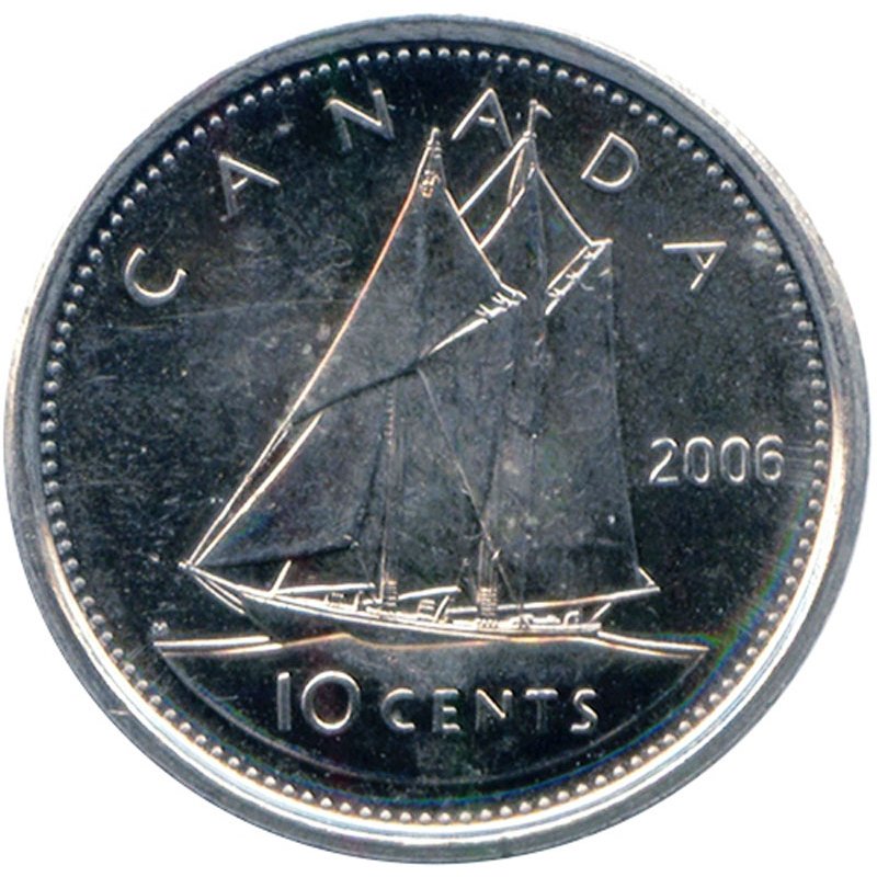 2013 Dime Ten Cents 10 ¢  '13 Canada-Canadian BU Coin UNC RCM Mark Bluenose 