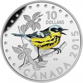2015 Colorful Songbirds Birds Canada #1 Northern Cardinal $10 Silver Proof Color 