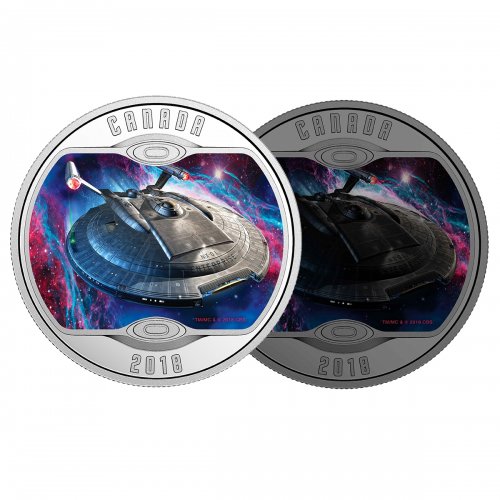 2017 Star Trek Five Captains Glow-in-Dark $30 2OZ PureSilver Proof Coloured Coin 