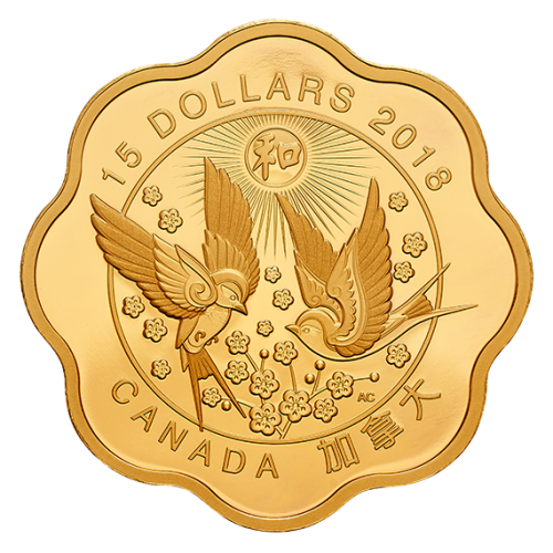 2018 Canadian $15 Blessings of Harmony - Fine Silver & Gold-plated Coin