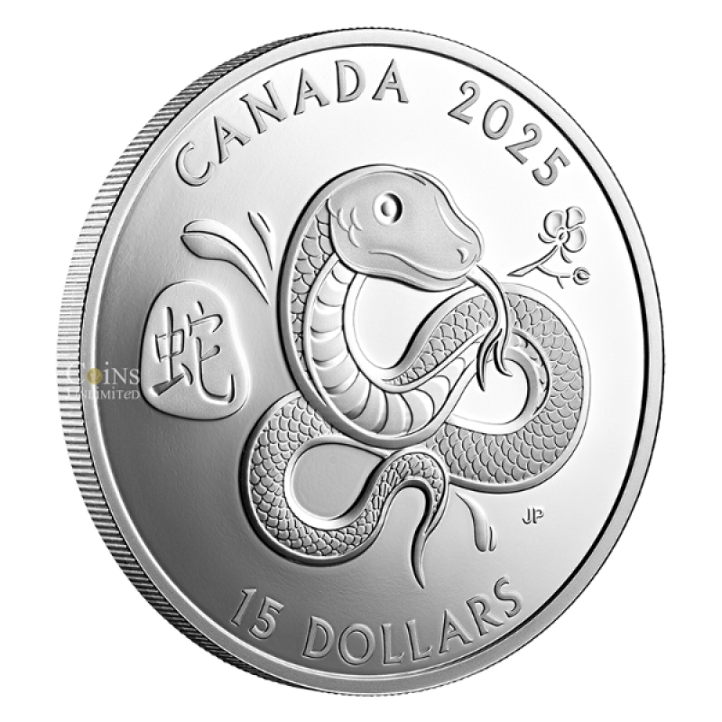 2025 Canada 15 Lunar Year of the Snake 1 oz Fine Silver Coin