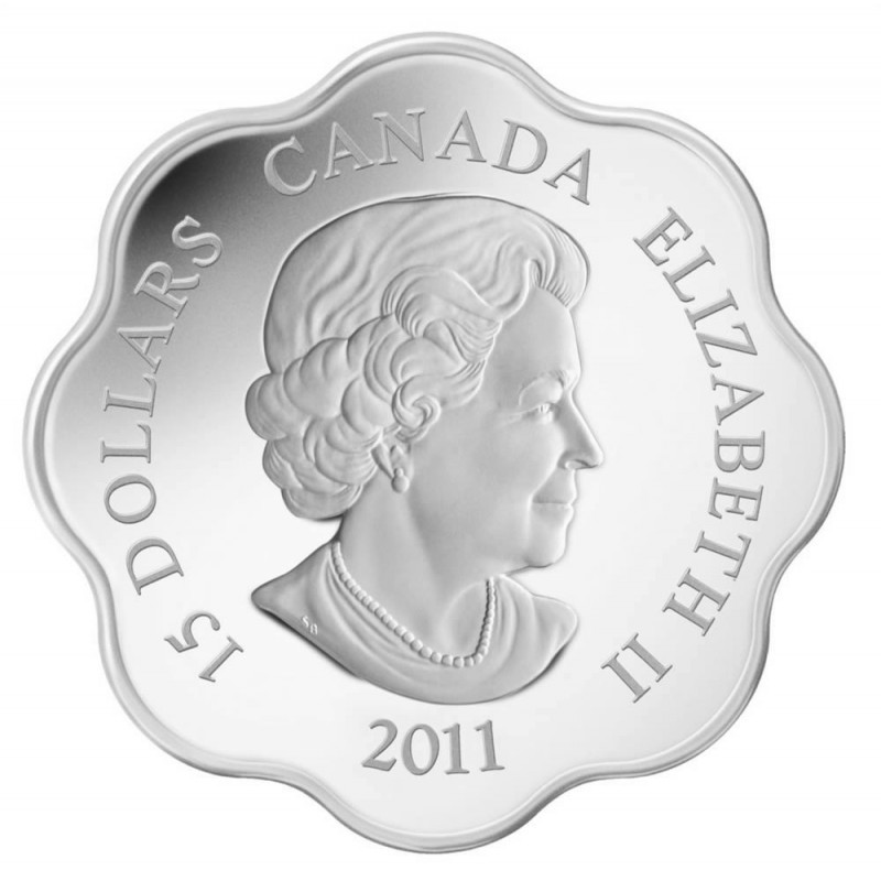 Canada 2011 Year of Rabbit Chinese Lunar Zodiac $15 Lotus Shaped Silver Proof 