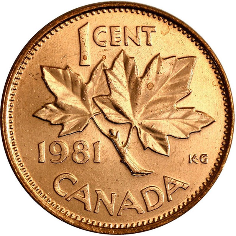 1981 Canadian 1 Cent Maple Leaf Twig Penny Coin Brilliant Uncirculated 1981-canadian-1-cent-maple-leaf-twig-penny-coin-brilliant-uncirculated