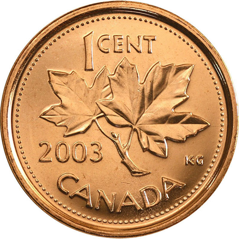 2003 P Old Effigy 1 Cent Canada Steel Nice Uncirculated Canadian Penny Magnetic 