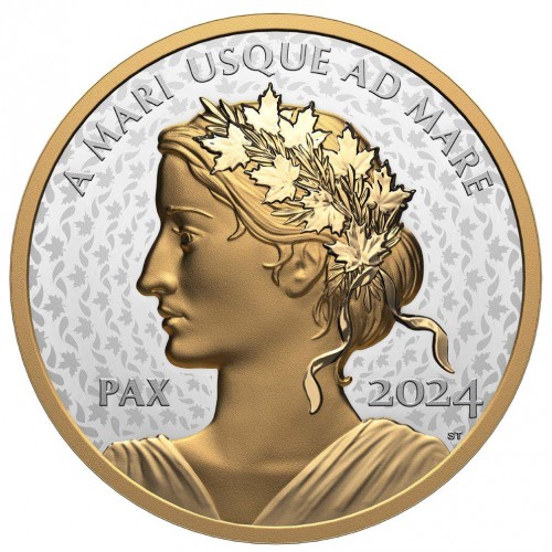 2024 Canadian 1 Peace Dollar 1 oz Fine Silver Goldplated Coin