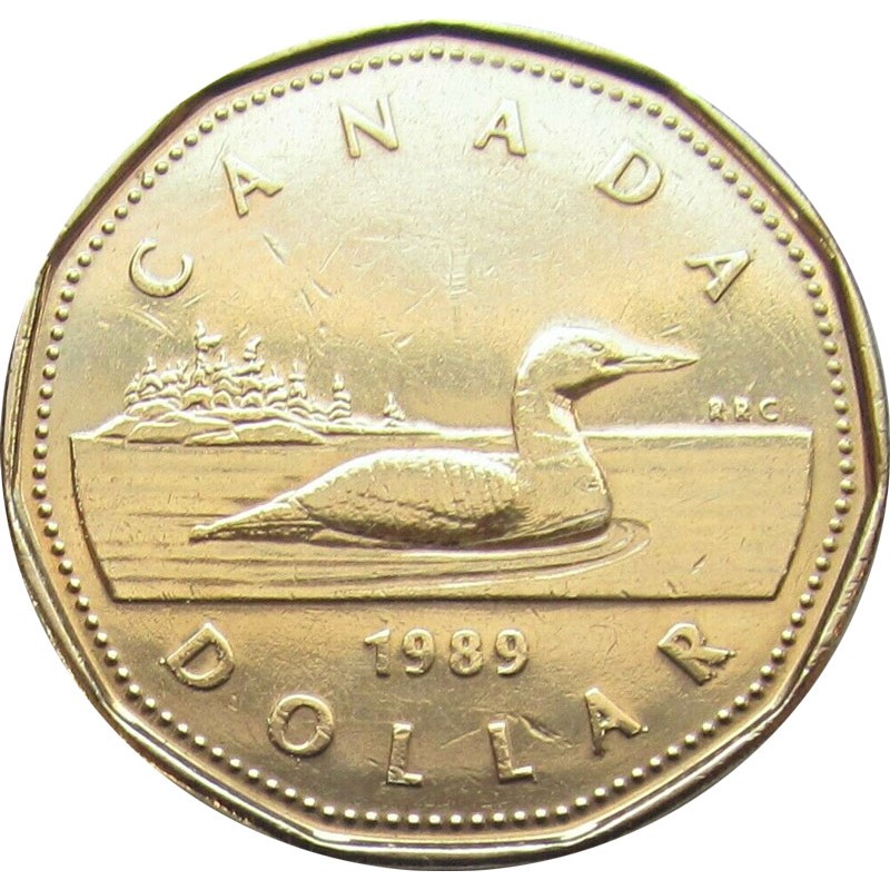BU UNC Canada 1996 regular loonie $1 dollar coin from mint roll 
