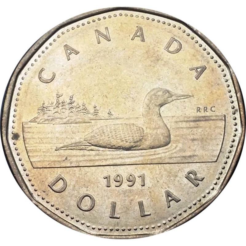 BU UNC Canada 2019 loonie $1 dollar coin from mint roll brilliant uncirculated 