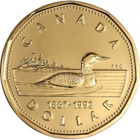 1990 Canada 1 Dollar Loonie Uncirculated dollar from mint roll 