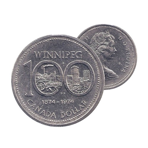 Canada 1974 $1 Winnipeg Centennial Dollar Coin 
