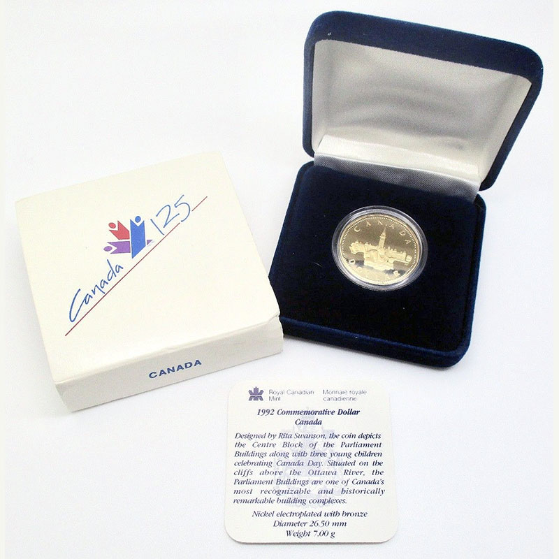 Loonie UNC 1992 Canada 1 Dollar 125 Confederation Commemorative Coin 