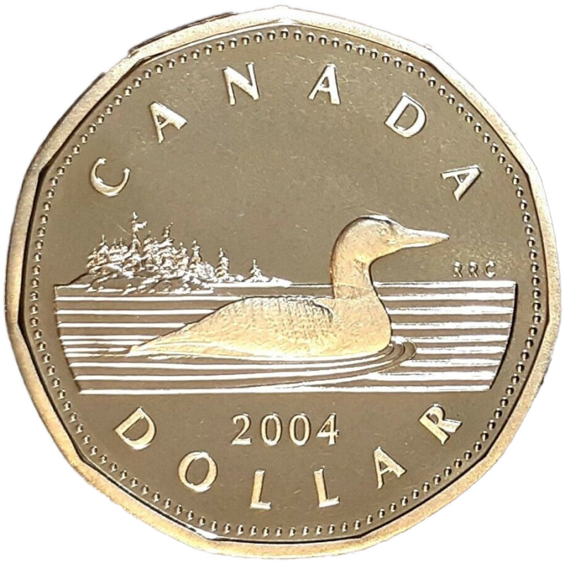 Brilliant Uncirculated 2004 Canada Loon & Lucky 1 Dollars From Mint's Rolls 