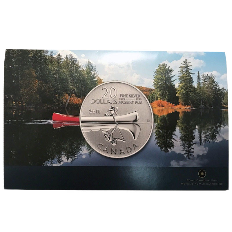 2011 Canadian $20 Canoe Fine Silver Commemorative Coin-Coin in Capsule 