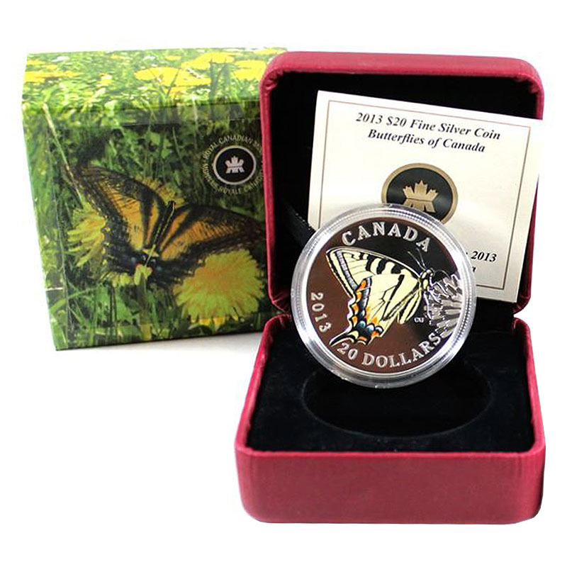 Canada 2013 $20 Tiger Swallowtail Butterflies of Canada Pure Silver Color Proof 
