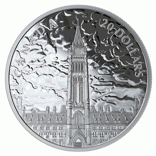 2019 Canadian $20 Lights of Parliament Hill - 1 oz Fine Silver Coin