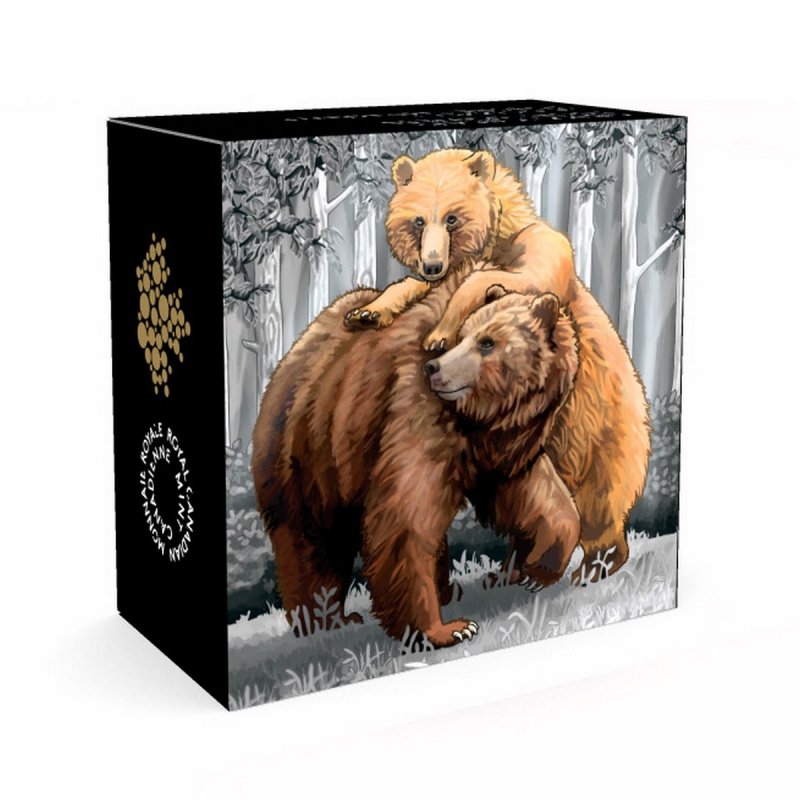 Canada 2015 $20 Grizzly Bear the Catch 99.99/% Pure Silver Proof Edge Lettering