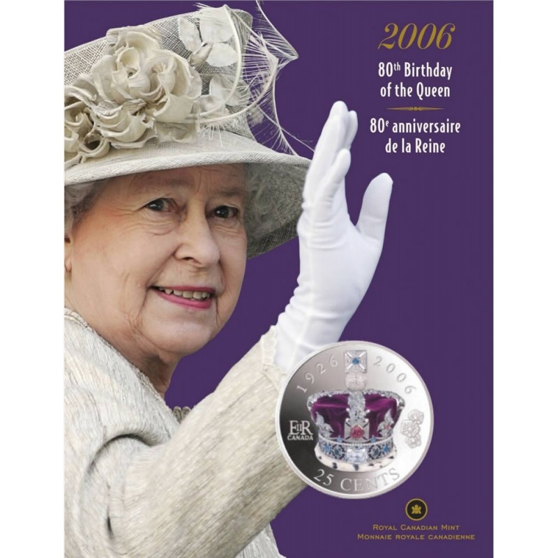 2006 Special 'Queen's 80th Birthday' Colorized 25ct Oversize Coin 12018 
