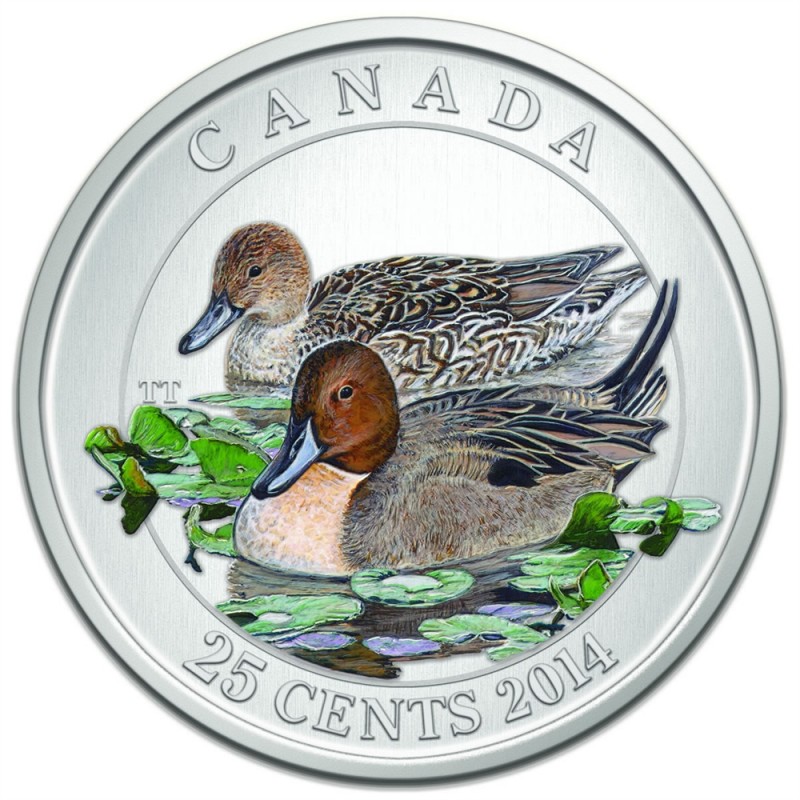 2014 Canada Twenty Five Cents Eastern Meadowlark Coloured Coin 