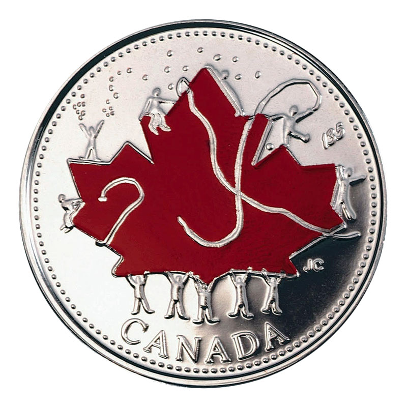 **Celebratory Maple Leaf** 2002P Canadian Prooflike Quarter $0.25 