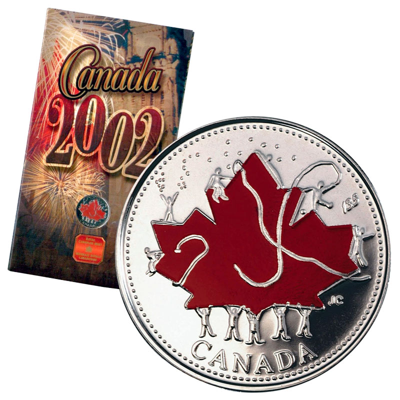 2002 P and 2002 P Canada Day 25 Cents BU 
