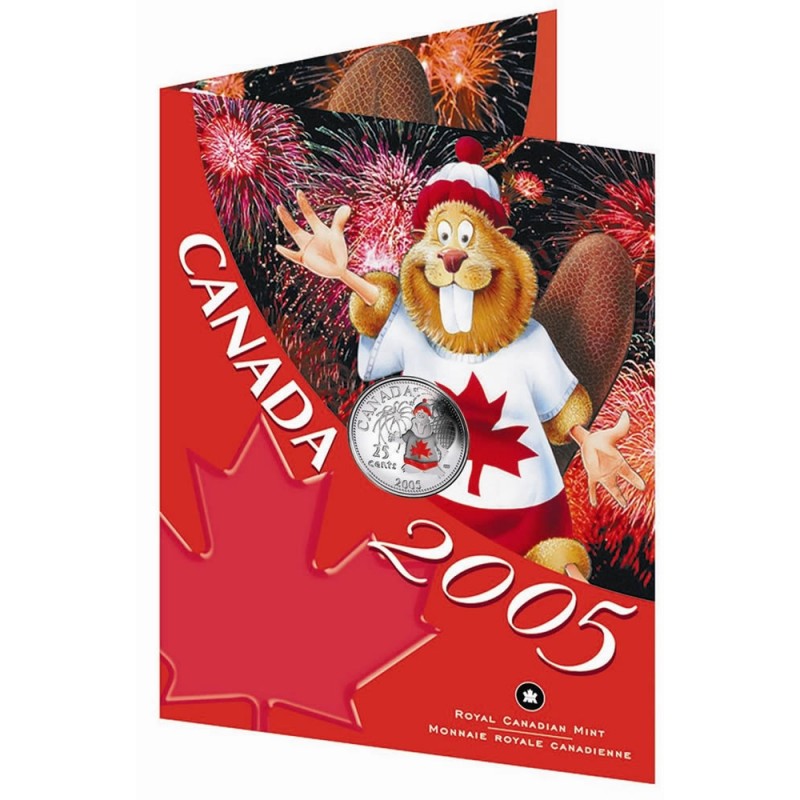 2005 Seasons Greetings Christmas Coin Set With Colored Quarter 