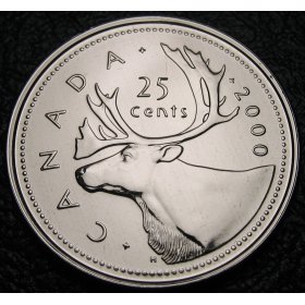 CANADA 2003 P CANADIAN CARIBOU QUARTER QUEEN II BU OUT OF ROLL 25 CENT COIN UNC 
