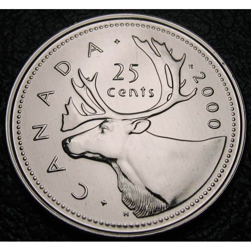 RCM Caribou 25-cents Uncirculated Proof Like 2000-w 
