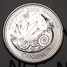 FEBRUARY INGENUITY 1 x 2000 Canada Millenium 25 cent UNC Quarter