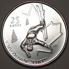 CANADA COIN .25c VANCOUVER 2010 WINTER OLYMPIC GAMES " CURLING "  *UNC