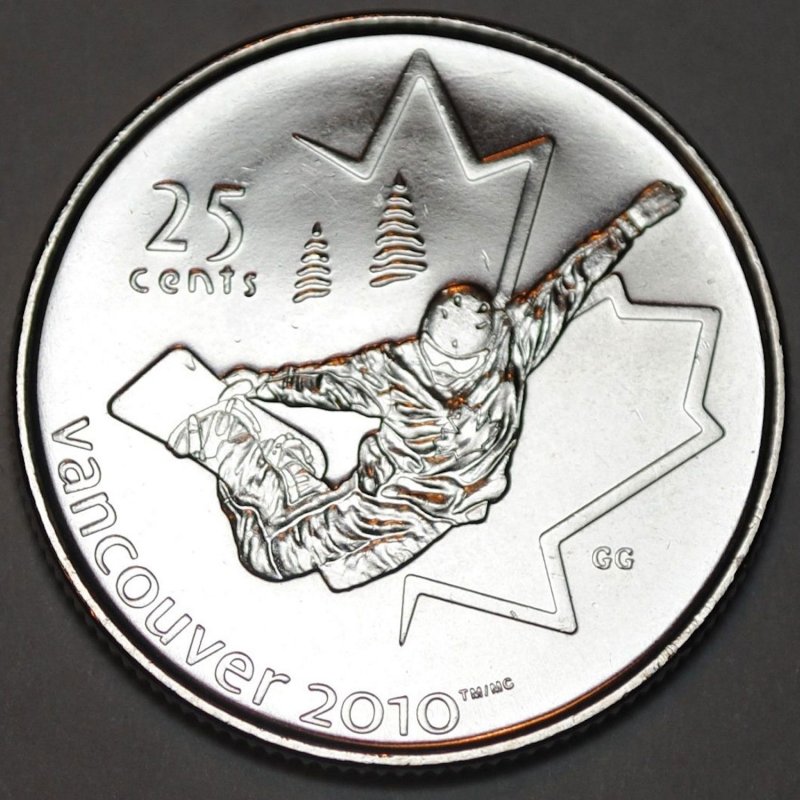 Canada quarter 25 cents coin Figure Skating 2008 Vancouver 2010 Olympic Games 