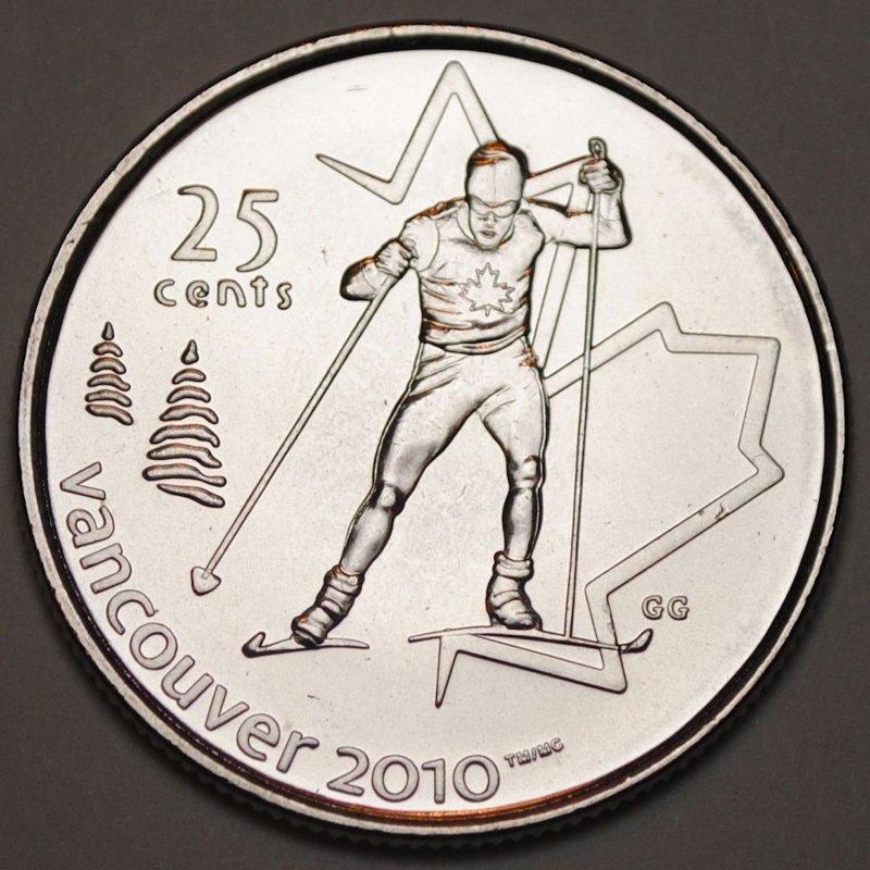 CROSS COUNTRY SKIING 2010 Vancouver Canada Winter Olympics Quarter .25¢ Coin 