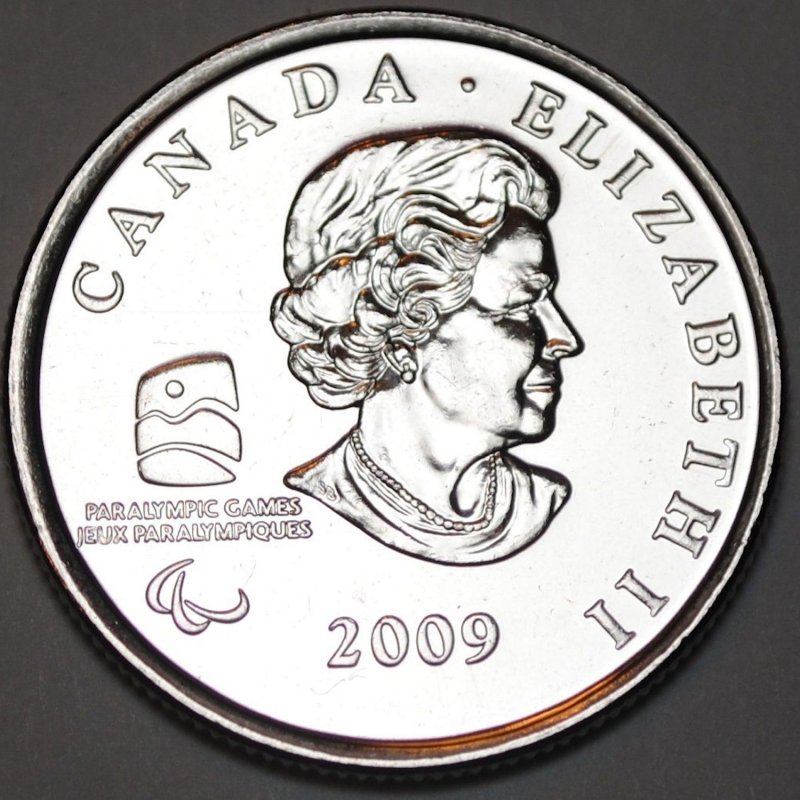 SLEDGE HOCKEY 2010 VANCOUVER CANADA WINTER PARALYMPIC COIN 25¢ BU CANADIAN