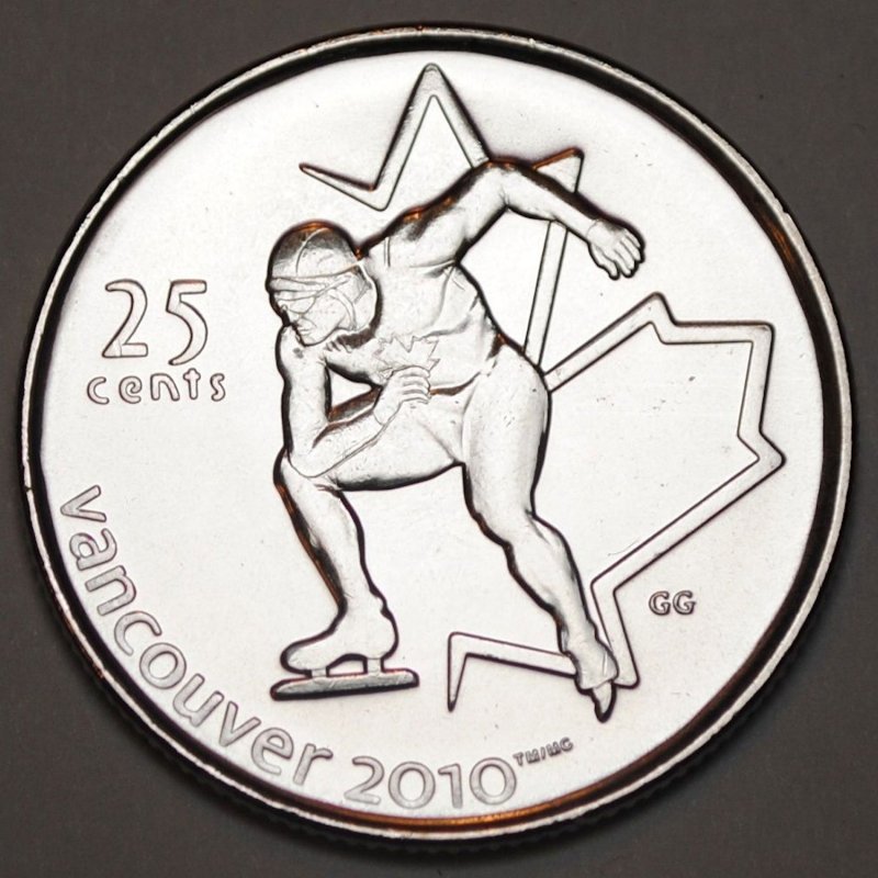 CANADA COIN .25c VANCOUVER 2010 WINTER OLYMPIC GAMES " CURLING "  *UNC