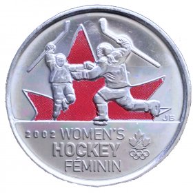 Brilliant Uncirculated 2009 Canada Men's Hockey Plain 25 Cents From Mint's Roll 