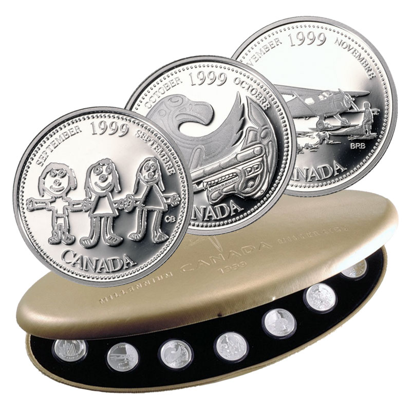 Details about   1999 CANADA Millennium Sterling Silver Quarter for August in proof finish 